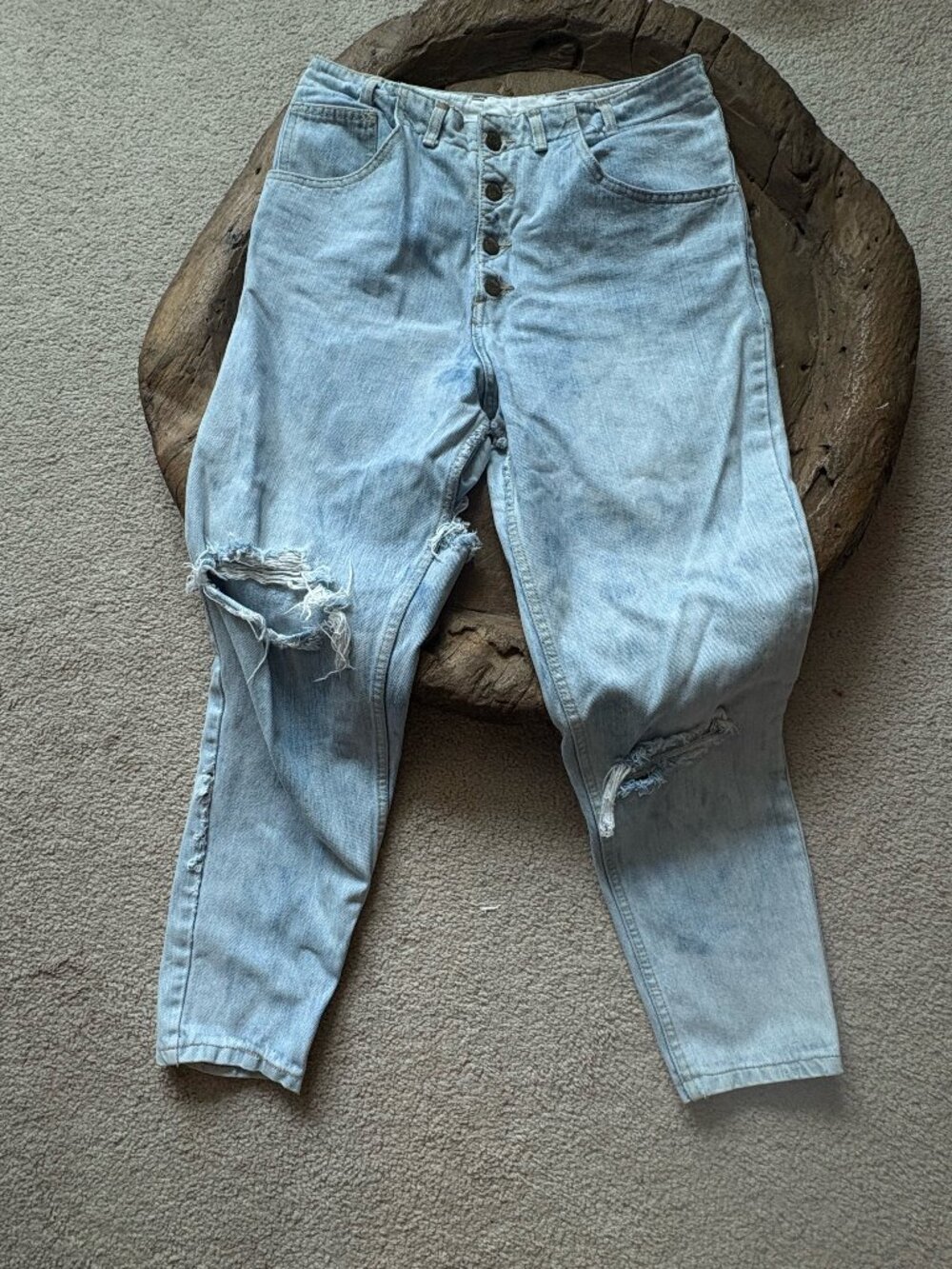 Vtg Guess Georges Marciano high rise tapered distressed light wash jeans [READ]
